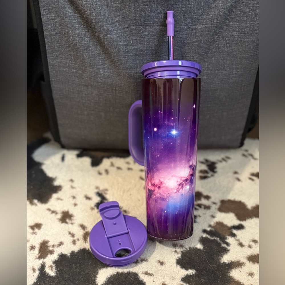 Mermaid Straw Purple Galaxy 30oz Tumbler